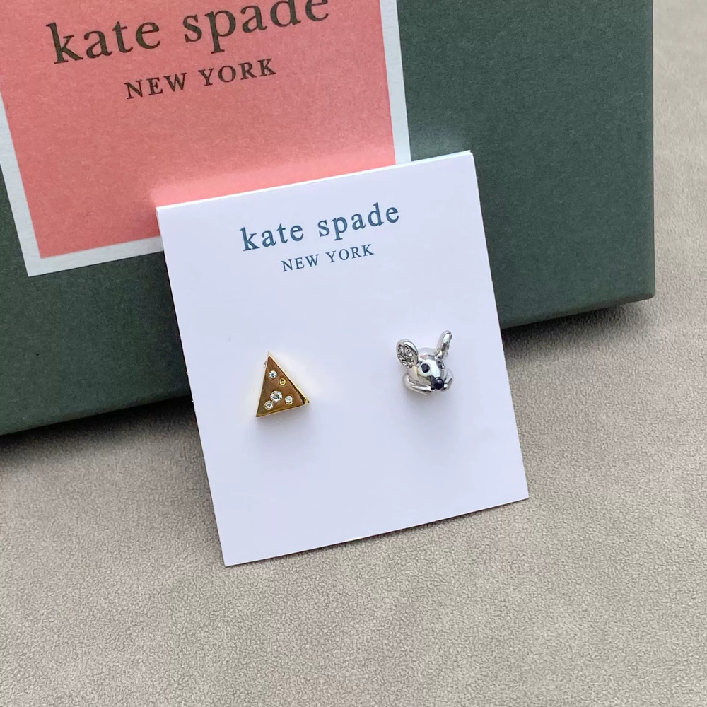 kate spade Asymmetrical Two Tone Diamond 3D Mouse Cheese Stud Earrings